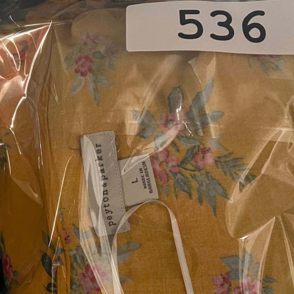 Peyton & Parker Wrap Dress Women L Yellow Floral Flutter Sleeve V-Neck Rayon - Picture 9 of 9